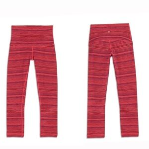 Lululemon Wunder Under Crop Size 6 Pink Purple Stripe Capri